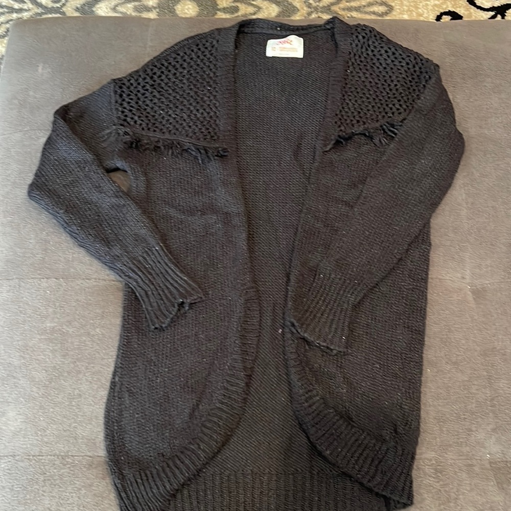 Justice black open front cardigan